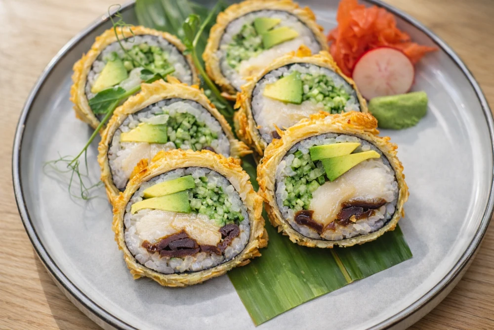 Fried roll with almond butterfish